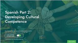 Spanish Part 2: Developing Cultural Competence